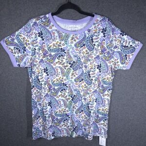 Vera Bradley Maddalena Ribbed Pajama Shirt Large Paisley Cotton Tee NWT